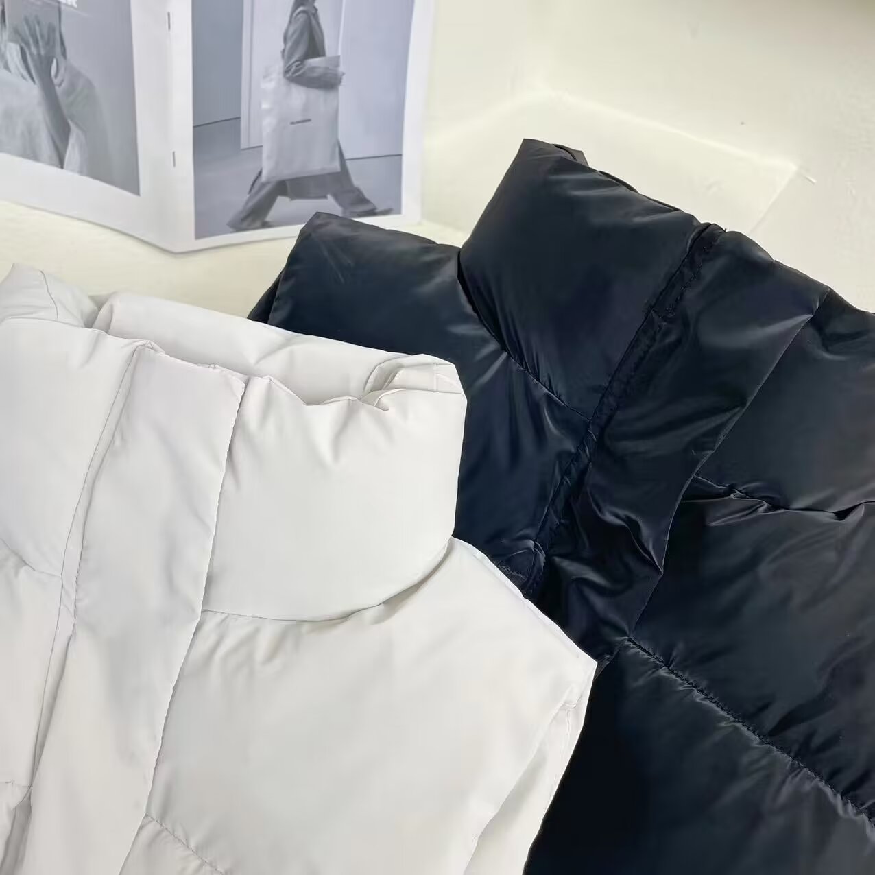 Women's short standing collar sleeveless cotton vest