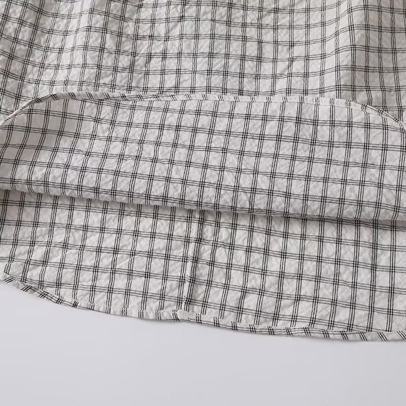 Women's 2025 new fashion draped collar plaid sleeveless shirt