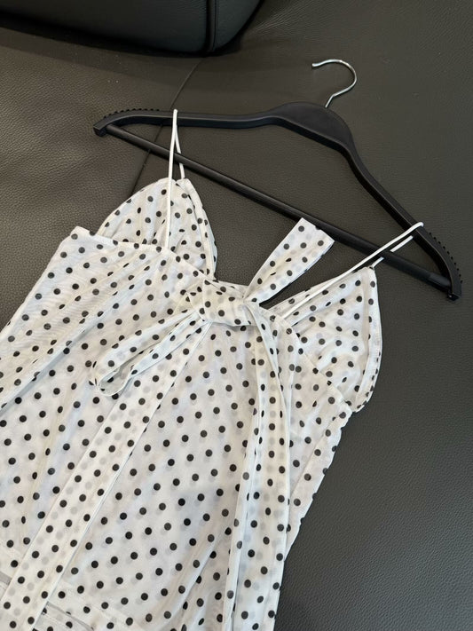 Women's 2025 new fashion scarf decoration polka dot printed top