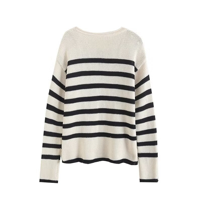 Women's new comfortable casual striped knitted sweater