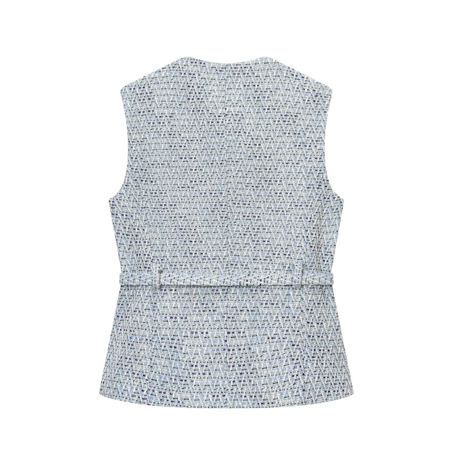 Women's with Belt bead decoration textured vest